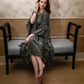 Rajwada Women Dark Green Crepe Designer Stitched Indo-Western Dress