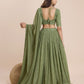 Rajwada Green Georgette Embroidered Semi-Stitched Lehenga For Women