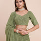 Rajwada Green Georgette Embroidered Semi-Stitched Lehenga For Women