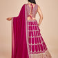 Rajwada Magenta Georgette Embroidered Semi-Stitched Lehenga For Women