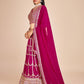 Rajwada Magenta Georgette Embroidered Semi-Stitched Lehenga For Women