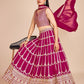 Rajwada Magenta Georgette Embroidered Semi-Stitched Lehenga For Women