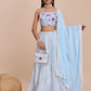 Rajwada Light Blue Georgette Embroidered Semi-Stitched Lehenga For Women