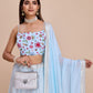 Rajwada Light Blue Georgette Embroidered Semi-Stitched Lehenga For Women
