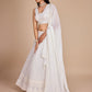 Rajwada White Georgette Embroidered Semi-Stitched Lehenga For Women