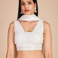 Rajwada White Georgette Embroidered Semi-Stitched Lehenga For Women