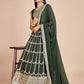 Rajwada Green Georgette Embroidered Semi-Stitched Lehenga For Women