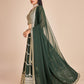 Rajwada Green Georgette Embroidered Semi-Stitched Lehenga For Women