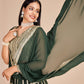 Rajwada Green Georgette Embroidered Semi-Stitched Lehenga For Women