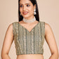Rajwada Green Georgette Embroidered Semi-Stitched Lehenga For Women