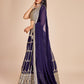 Rajwada Navy Blue Georgette Embroidered Semi-Stitched Lehenga For Women