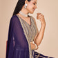 Rajwada Navy Blue Georgette Embroidered Semi-Stitched Lehenga For Women