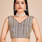 Rajwada Navy Blue Georgette Embroidered Semi-Stitched Lehenga For Women