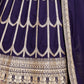 Rajwada Navy Blue Georgette Embroidered Semi-Stitched Lehenga For Women