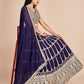 Rajwada Navy Blue Georgette Embroidered Semi-Stitched Lehenga For Women