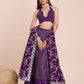 Rajwada Purple Georgette Embroidered Semi-Stitched Lehenga For Women