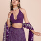 Rajwada Purple Georgette Embroidered Semi-Stitched Lehenga For Women