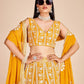 Rajwada Yellow  Georgette Embroidered Semi-Stitched Lehenga For Women