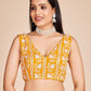Rajwada Yellow  Georgette Embroidered Semi-Stitched Lehenga For Women
