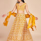 Rajwada Yellow  Georgette Embroidered Semi-Stitched Lehenga For Women