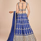 Rajwada Blue Georgette Embroidered Semi-Stitched Lehenga For Women