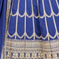 Rajwada Blue Georgette Embroidered Semi-Stitched Lehenga For Women