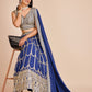 Rajwada Blue Georgette Embroidered Semi-Stitched Lehenga For Women