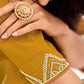 Rajwada Mustard Chinon Embroidered Stitched Kurta Set For Women