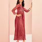 Rajwada Red Organza Embroidered Stitched Gown For Women