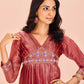 Rajwada Red Organza Embroidered Stitched Gown For Women