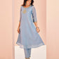 Rajwada Light Blue Organza Embroidered Stitched Kurta Set For Women