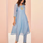 Rajwada Light Blue Organza Embroidered Stitched Kurta Set For Women