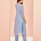 Rajwada Light Blue Organza Embroidered Stitched Kurta Set For Women