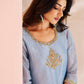 Rajwada Light Blue Organza Embroidered Stitched Kurta Set For Women