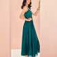Rajwada Teal Chinon Embroidered Stitched Gown For Women