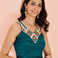 Rajwada Teal Chinon Embroidered Stitched Gown For Women