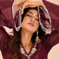 Rajwada Wine Organza Embroidered Stitched Kurta Set For Women