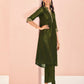 Rajwada Olive Organza Embroidered Stitched Kurta Set For Women