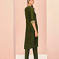 Rajwada Olive Organza Embroidered Stitched Kurta Set For Women