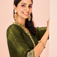Rajwada Olive Organza Embroidered Stitched Kurta Set For Women