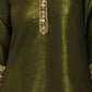 Rajwada Olive Organza Embroidered Stitched Kurta Set For Women