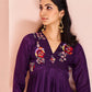 Rajwada Purple Chinon Embroidered Stitched Kurta Set For Women