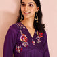 Rajwada Purple Chinon Embroidered Stitched Kurta Set For Women