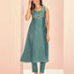 Rajwada Light Blue Organza Embroidered Stitched Kurta Set For Women