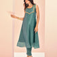 Rajwada Light Blue Organza Embroidered Stitched Kurta Set For Women