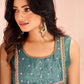 Rajwada Light Blue Organza Embroidered Stitched Kurta Set For Women