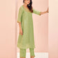 Rajwada Light Green Organza Embroidered Stitched Kurta Set For Women