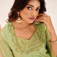 Rajwada Light Green Organza Embroidered Stitched Kurta Set For Women