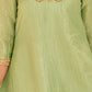 Rajwada Light Green Organza Embroidered Stitched Kurta Set For Women