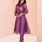 Rajwada Purple Organza Embroidered Stitched Kurta Set For Women